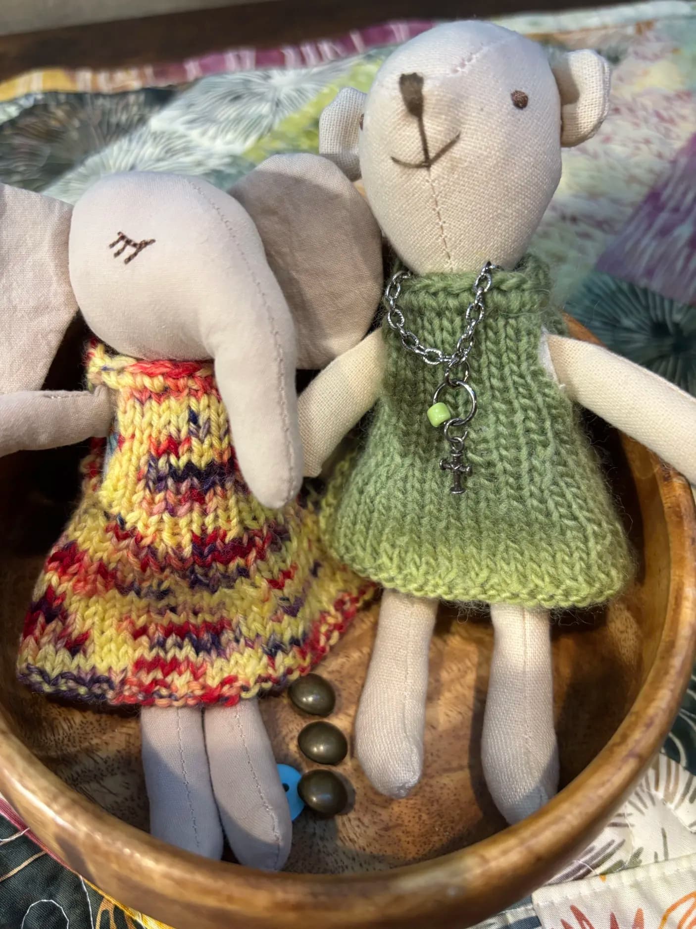 Picnic Duo — Mouse & Bear in a Bowl